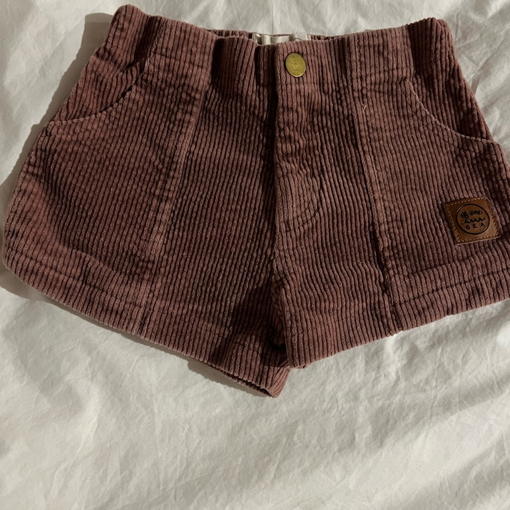 Corduroy Kids High-Waist Shorts in Mauve